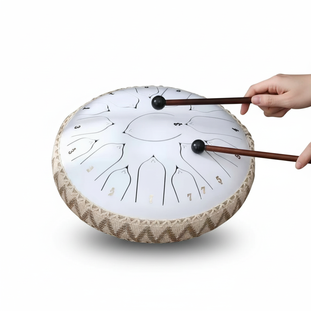 Steel Tongue Drum: C-dur, harmonisk resonans, køller og tilbehør | Euroselle