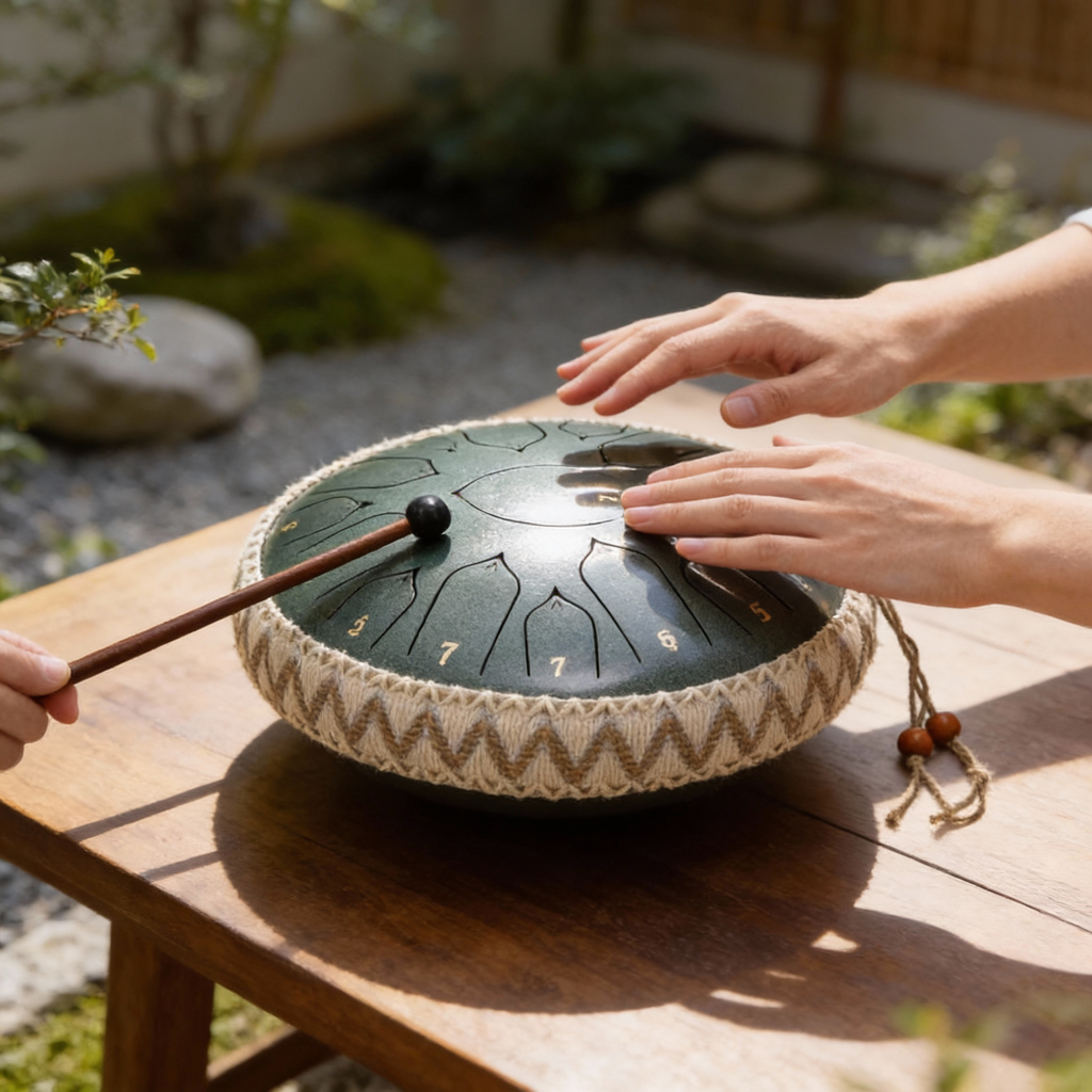 Steel Tongue Drum: C-dur, harmonisk resonans, køller og tilbehør | Euroselle