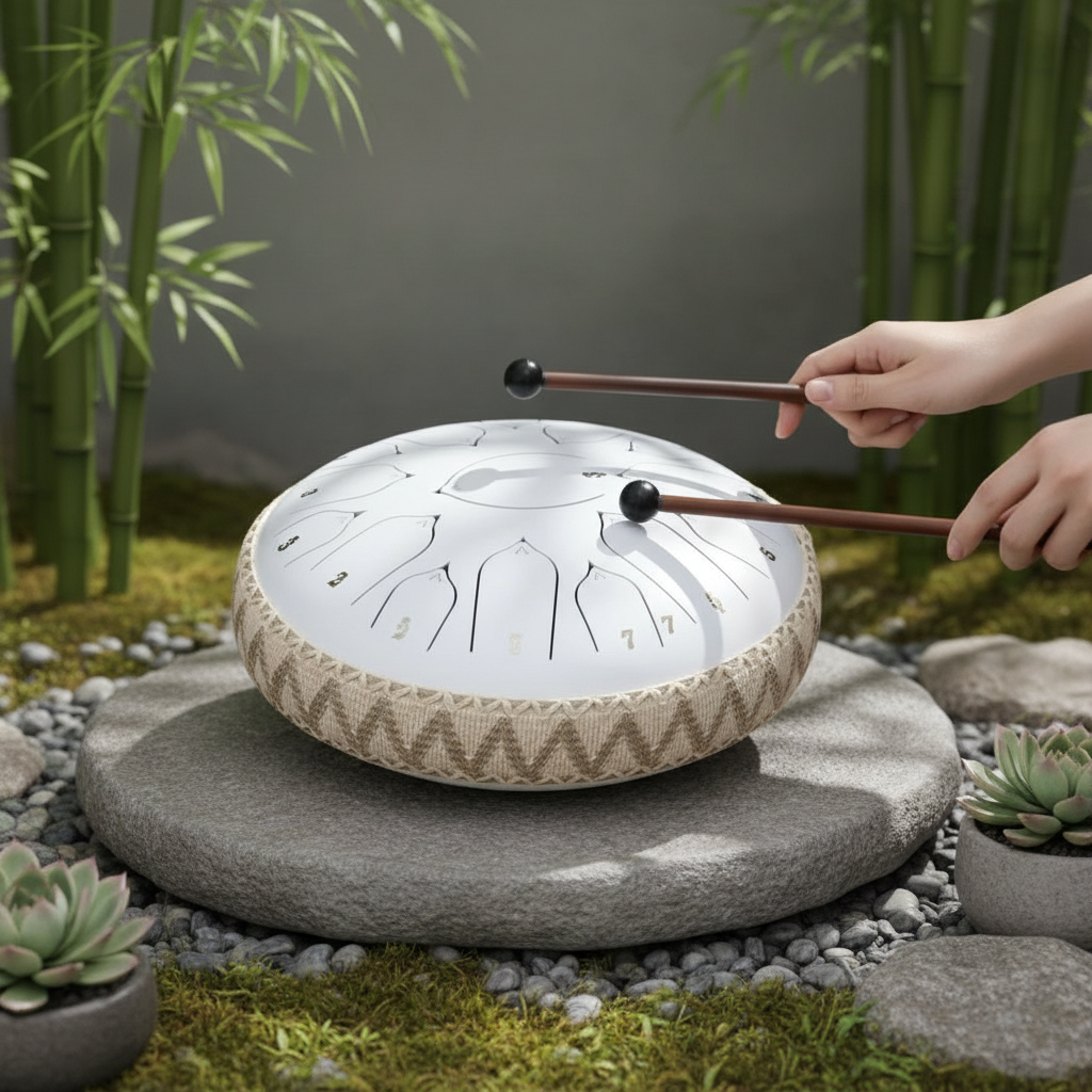 Steel Tongue Drum: C-dur, harmonisk resonans, køller og tilbehør | Euroselle