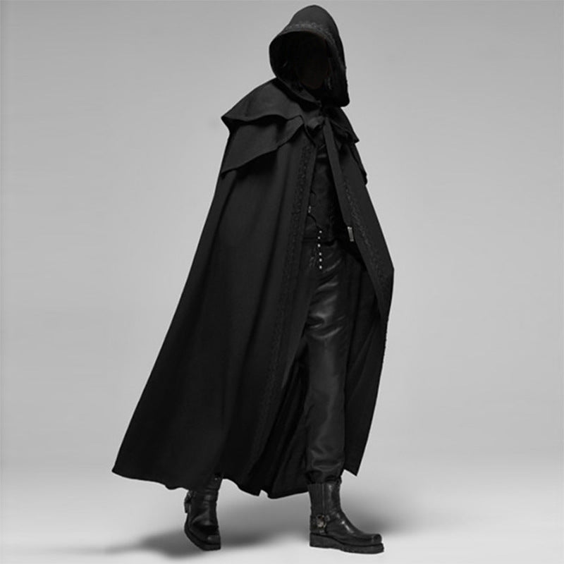 Unisex-kappe med hætte | Gotisk fløjls-cape | Sort | Euroselle