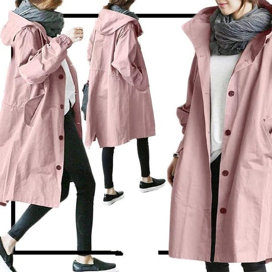 Trench-coat coupe-vent pour femme avec capuche | Euroselle