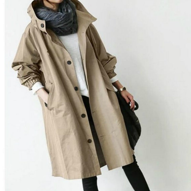Trench-coat coupe-vent pour femme avec capuche | Euroselle