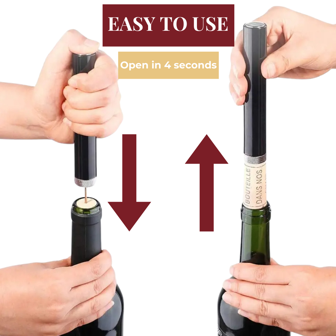 WineLuxe – vzduchový otvírák na víno z nerezové oceli s ergonomickým designem | Euroselle