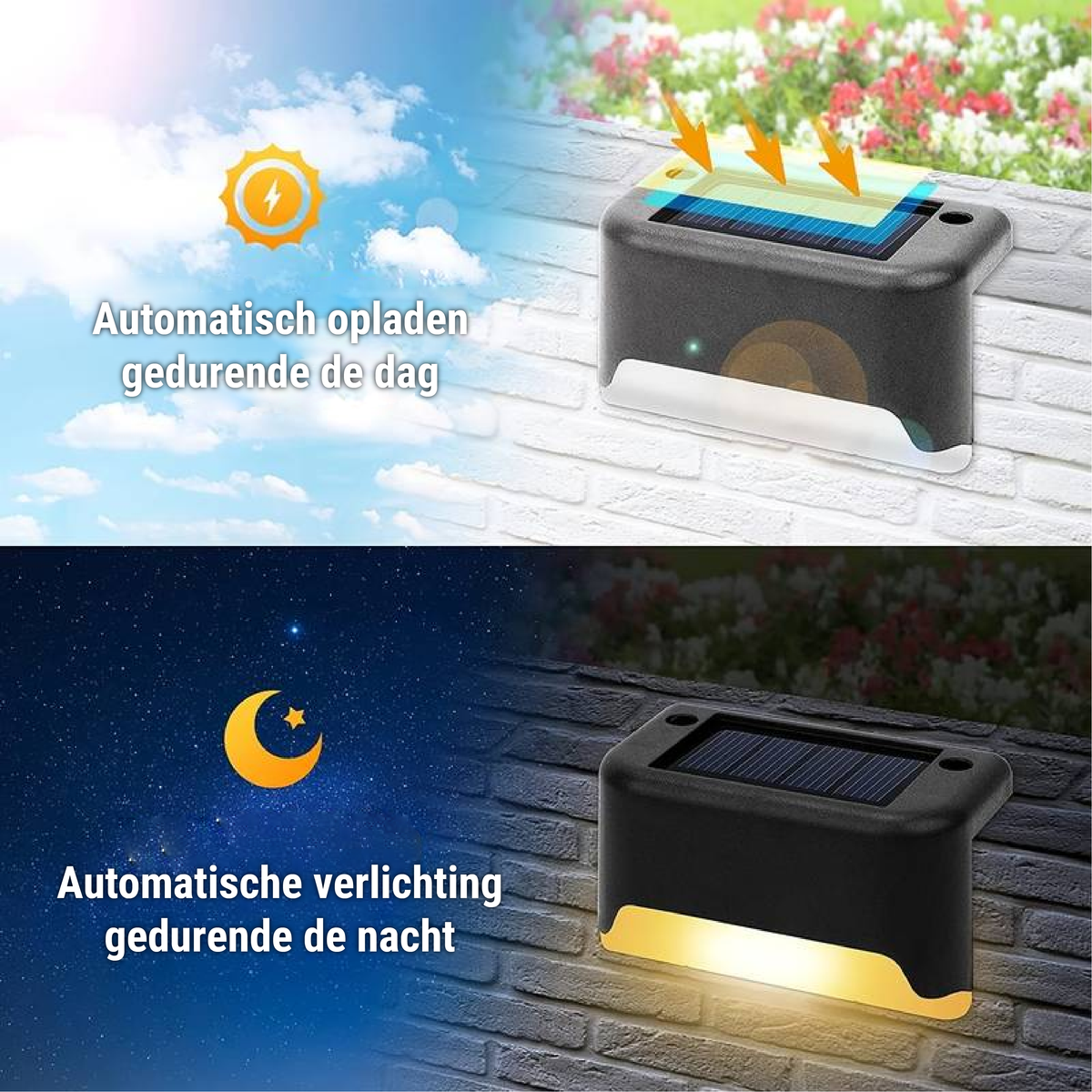 Bezdrátová solární LED nástěnná světla Euroselle | Odolná vůči povětrnostním vlivům | Energeticky úsporné osvětlení zahrady | Euroselle