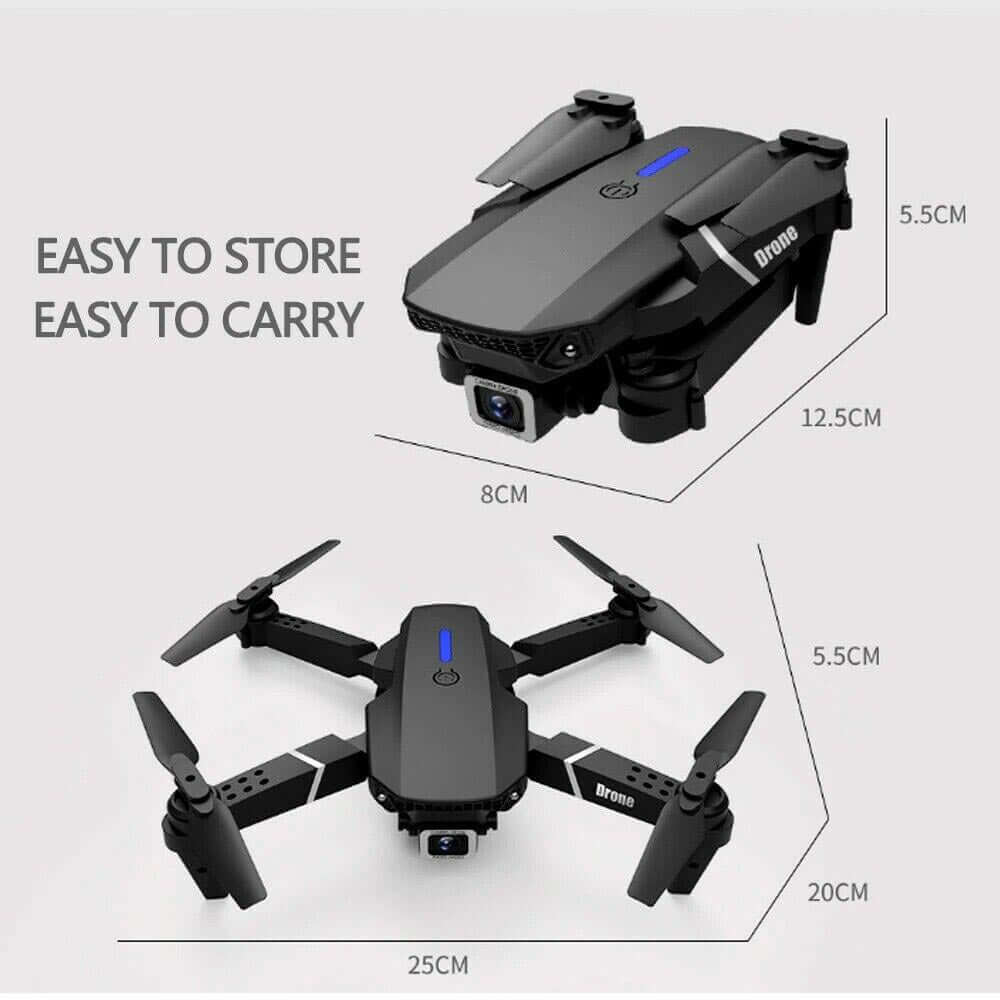 带摄像头的黑色 4K 专业高清摄像头 WIFI FPV 遥控四轴无人机，可折叠直升机 | Euroselle