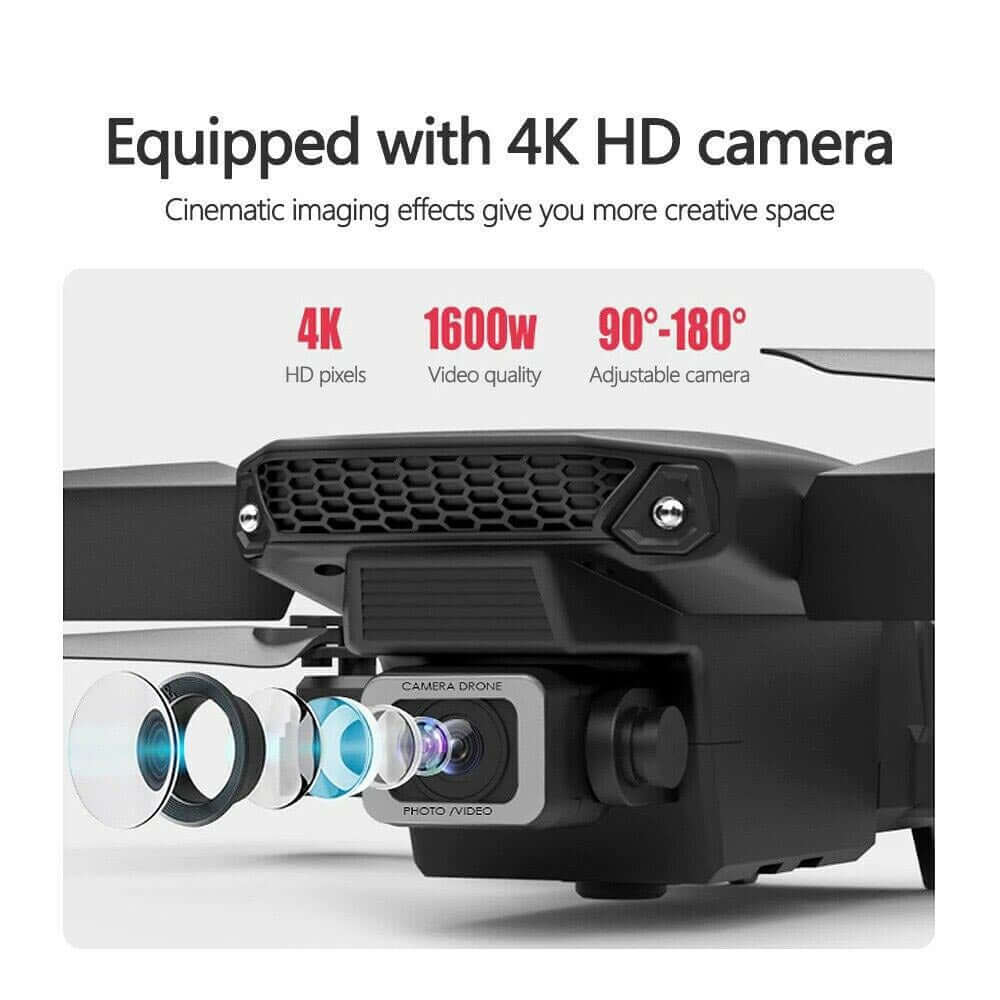 带摄像头的黑色 4K 专业高清摄像头 WIFI FPV 遥控四轴无人机，可折叠直升机 | Euroselle