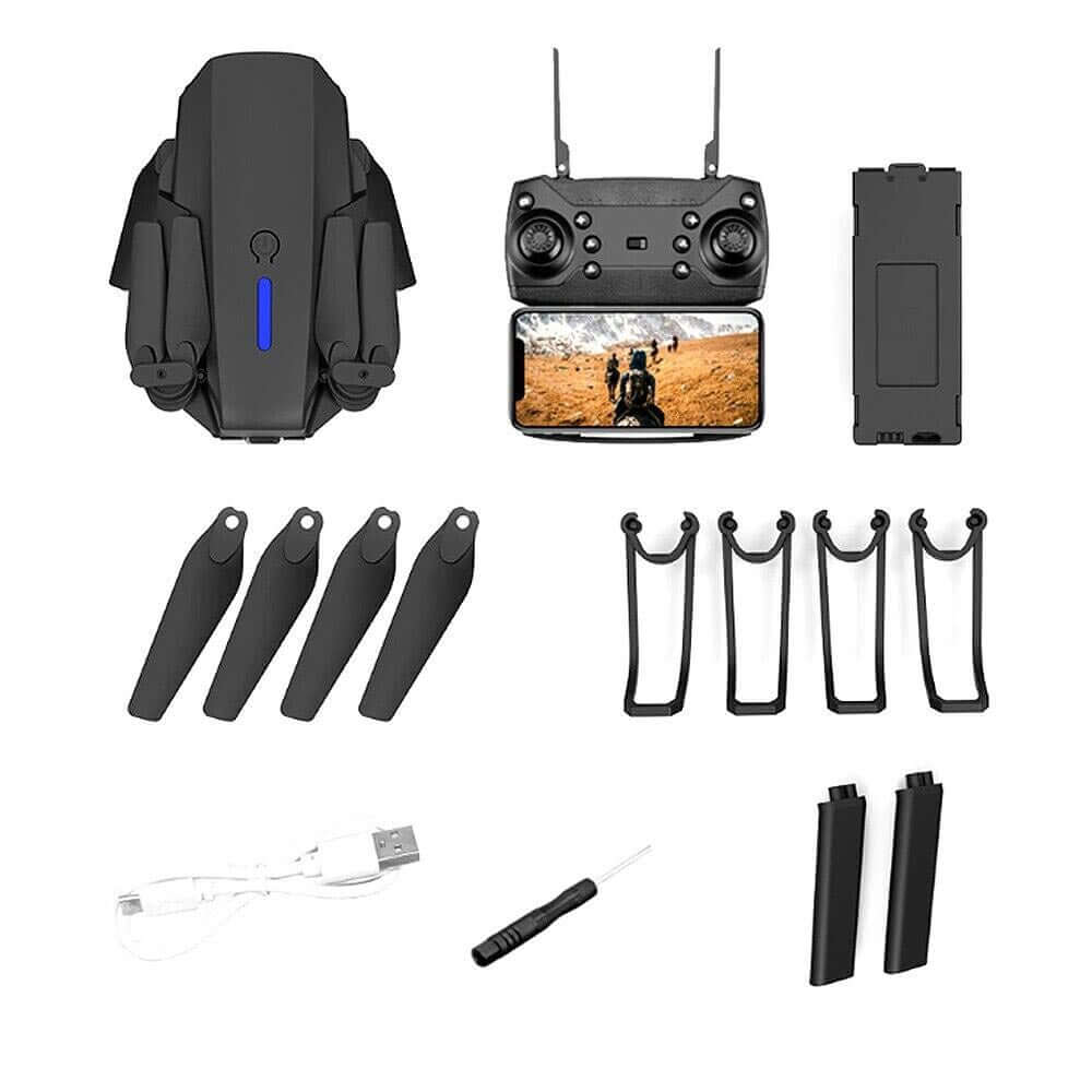 带摄像头的黑色 4K 专业高清摄像头 WIFI FPV 遥控四轴无人机，可折叠直升机 | Euroselle