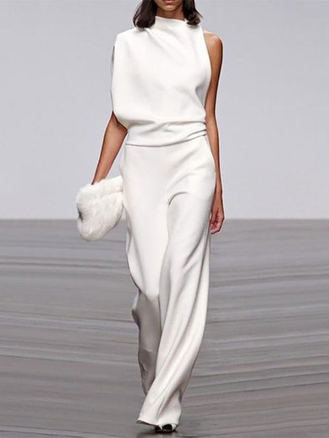 Mühelos schicker ärmelloser Jumpsuit mit weitem Bein | Euroselle