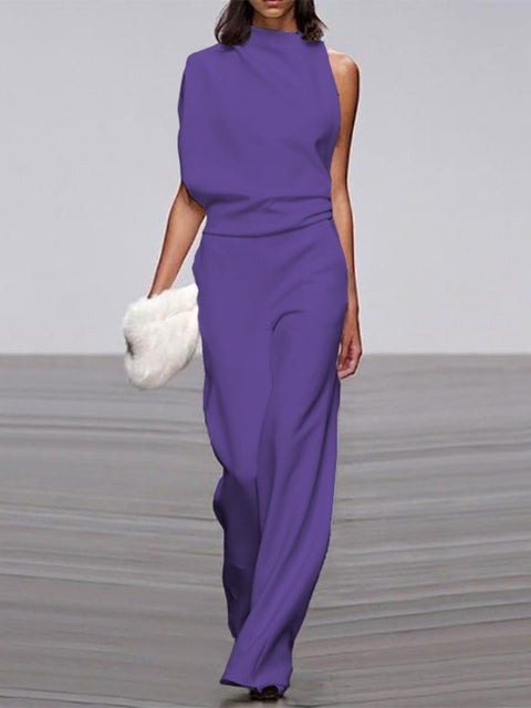 Mühelos schicker ärmelloser Jumpsuit mit weitem Bein | Euroselle