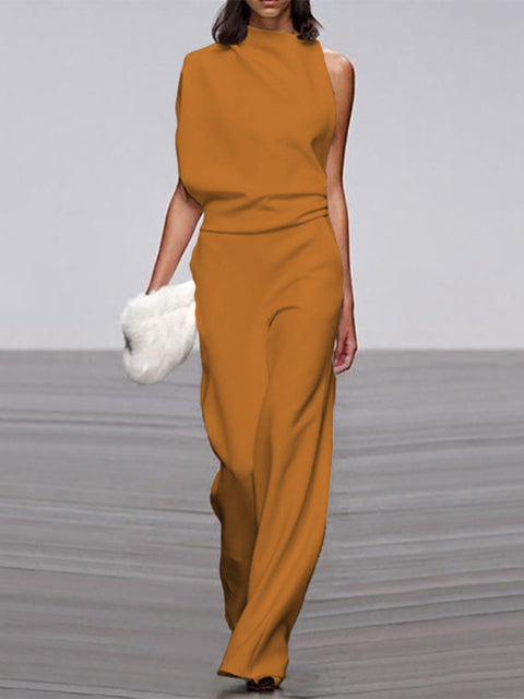 Mühelos schicker ärmelloser Jumpsuit mit weitem Bein | Euroselle