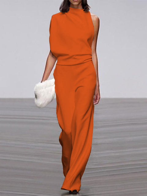 Mühelos schicker ärmelloser Jumpsuit mit weitem Bein | Euroselle