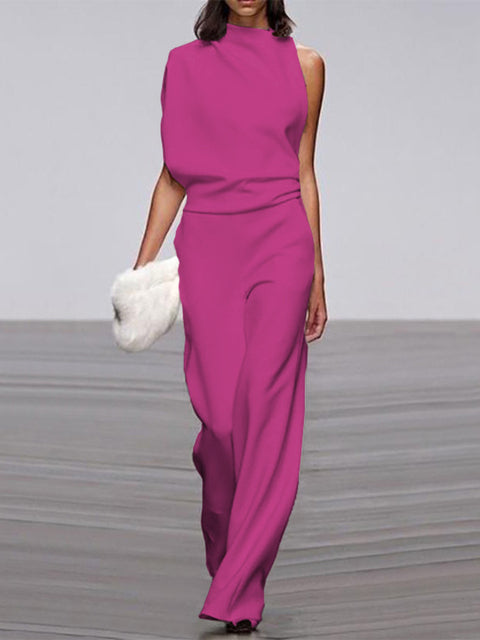 Mühelos schicker ärmelloser Jumpsuit mit weitem Bein | Euroselle
