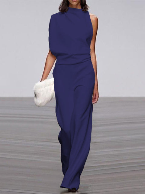 Mühelos schicker ärmelloser Jumpsuit mit weitem Bein | Euroselle