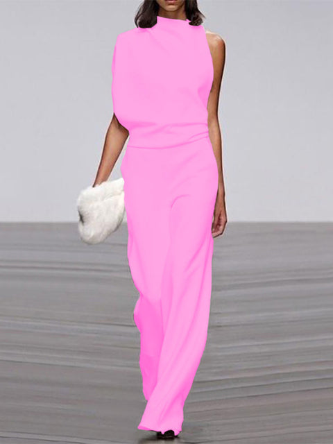Mühelos schicker ärmelloser Jumpsuit mit weitem Bein | Euroselle