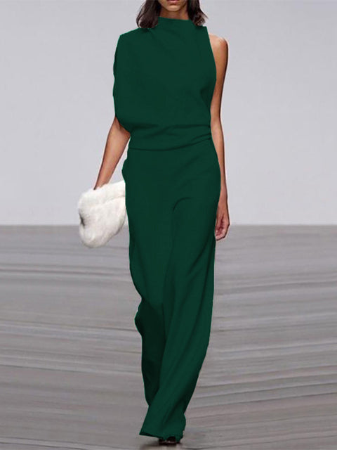 Mühelos schicker ärmelloser Jumpsuit mit weitem Bein | Euroselle