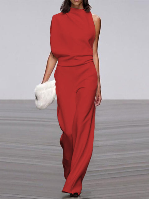 Mühelos schicker ärmelloser Jumpsuit mit weitem Bein | Euroselle