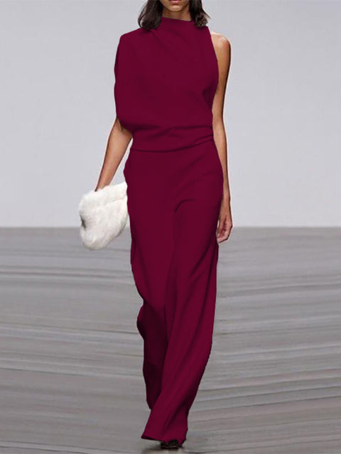 Mühelos schicker ärmelloser Jumpsuit mit weitem Bein | Euroselle