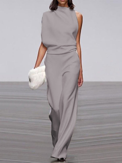 Mühelos schicker ärmelloser Jumpsuit mit weitem Bein | Euroselle