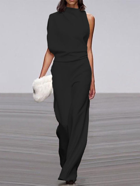 Mühelos schicker ärmelloser Jumpsuit mit weitem Bein | Euroselle