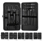 15-teiliges klassisches schwarzes Nagelpflege-Set für Hände, Füße & Gesicht, Werkzeuge aus Edelstahl - Euroselle