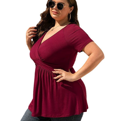 T-shirt col V grande taille pour femme