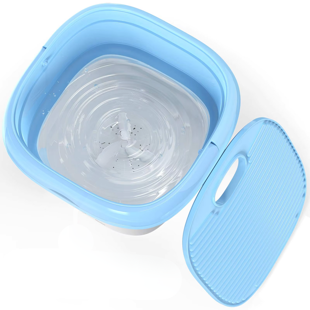 Přenosná mini pračka 0.8 gal se skládacím vědrem na praní na cesty, kempování a kolej – 3 režimy cyklu plus odstřeďování – lehká, 3.3 lb | Thomler