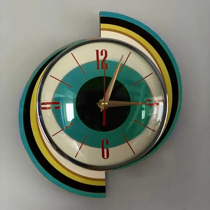 Ceas de perete Sunburst, lucrat manual, de 16 inchi — silențios, alimentat cu baterie