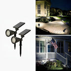 Outdoor Solar Landscape Lights 2-Pack LED Spotlights with 3-Level Dimming & IP44 Waterproof - Euroselle