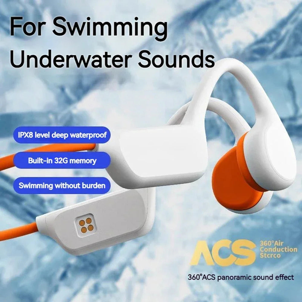 Bone Conduction Swim Headphones — 32GB, IPX8 Waterproof Rating