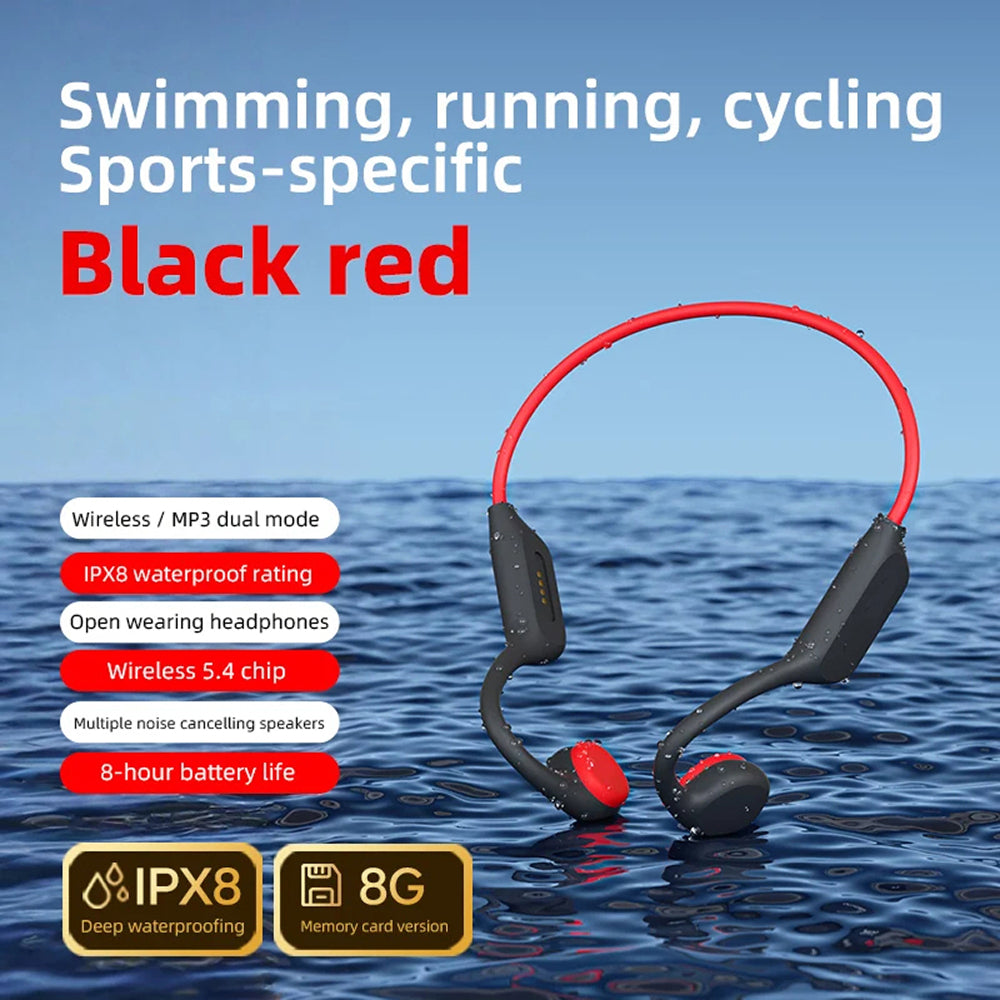Bone Conduction Swim Headphones — 32GB, IPX8 Waterproof Rating