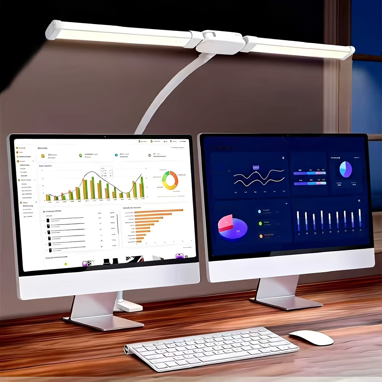 Modern USB Powered Dual-Head LED Table Lamp with Flexible Gooseneck - Euroselle