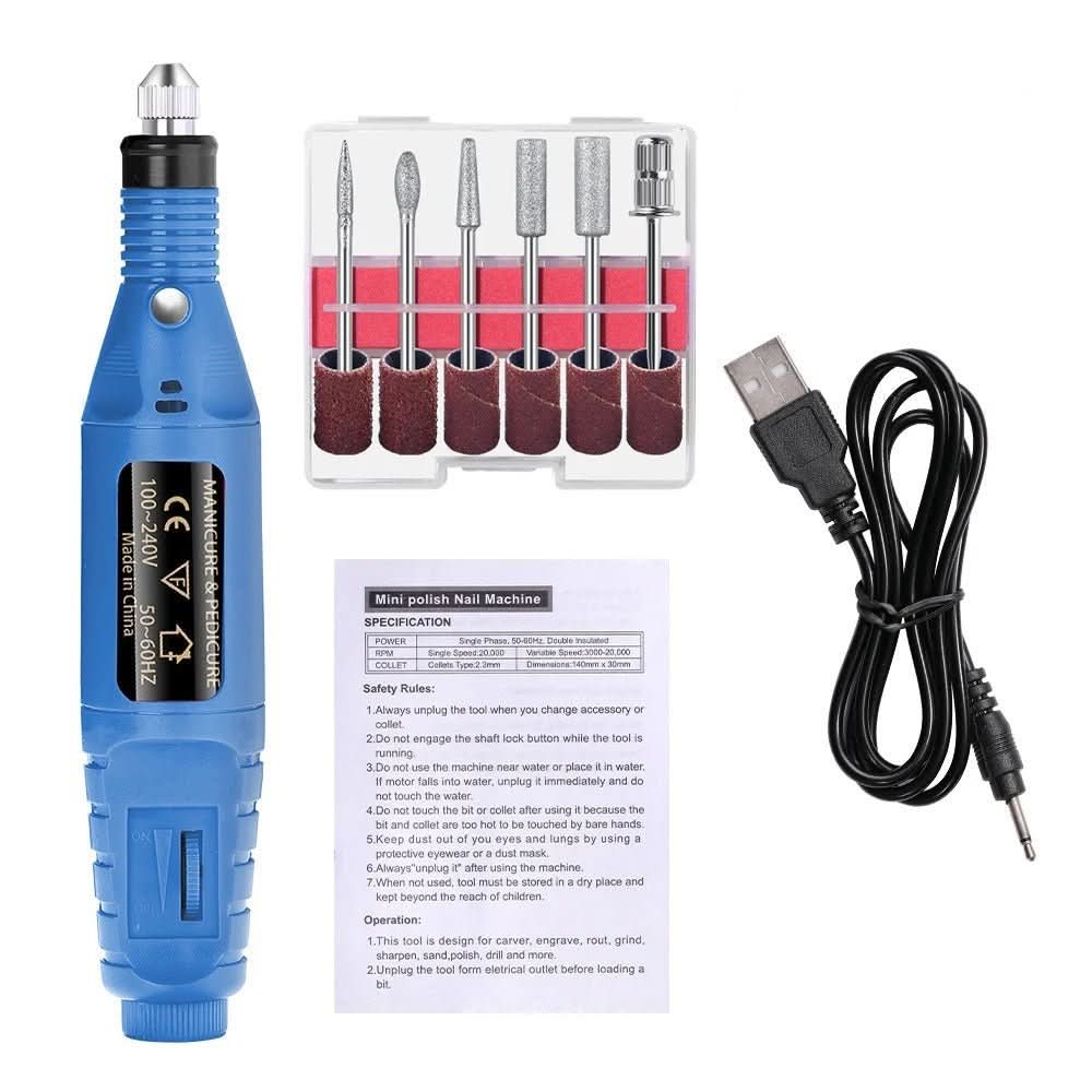 NailMaster Elite 6-In-1 Electric Nail Care Kit — Interchangeable Attachments for Natural and Gel Nails