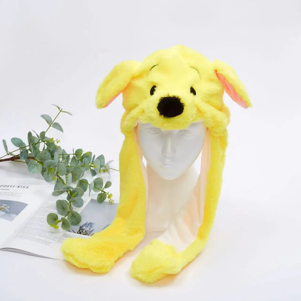 Interactive Plush Hat with Pop-Up Ears and Squeeze Paws