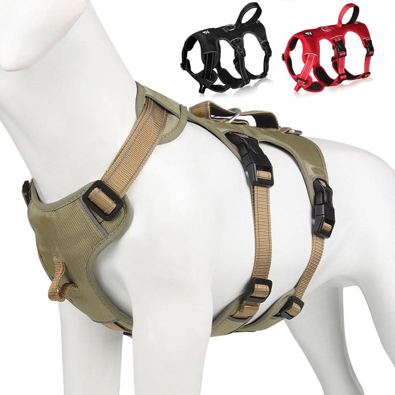 CalmWalk 反射ナイロン製犬用ハーネス — 引っ張り防止・脱走防止デザイン