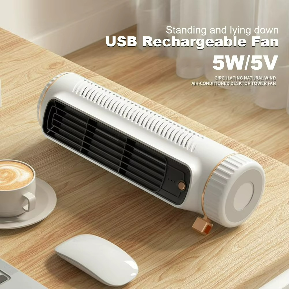 13 hüvelykes, lapát nélküli toronyventilátor — csendes, 5 W-os légkeringető, fehér/zöld