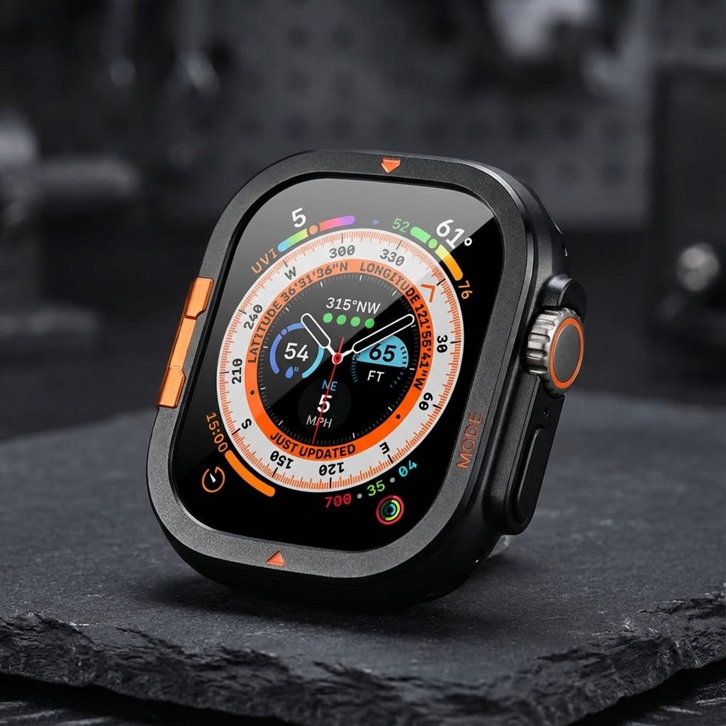 Metallbumperfodral för Apple Watch Ultra och Series 11/10, displayskydd