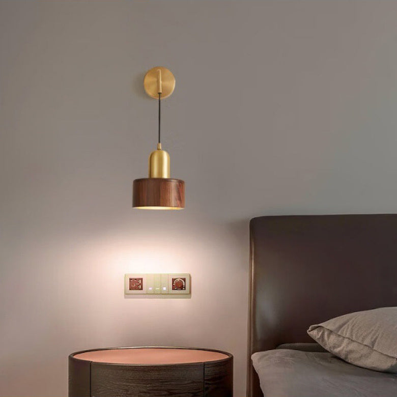 Vintage Ember Holz Wandleuchte