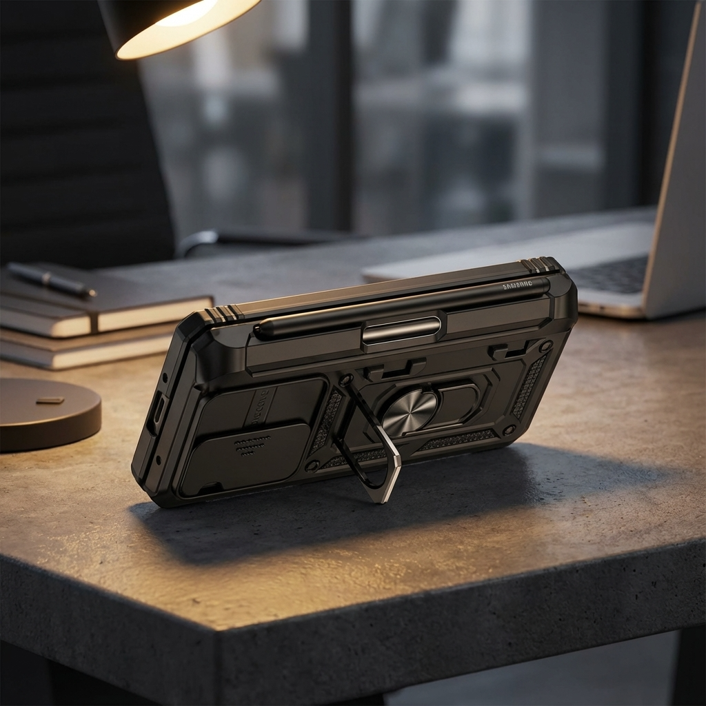Skyddsfodral till Samsung Galaxy Z Fold 7/6/5 - kameraskydd och ringställ