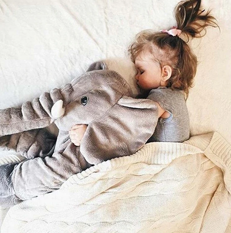 Plush Elephant Toddler Cushion — Gray, Blue, Pink, Purple & Yellow