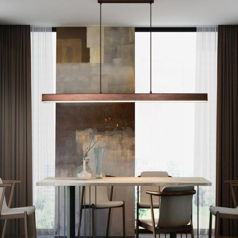 Novare | Modern Linear Metal LED Pendant Light in Black and Brown