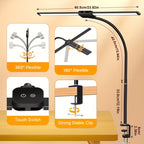 Modern USB Powered Dual-Head LED Table Lamp with Flexible Gooseneck - Euroselle