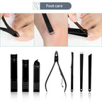 15-teiliges klassisches schwarzes Nagelpflege-Set für Hände, Füße & Gesicht, Werkzeuge aus Edelstahl - Euroselle
