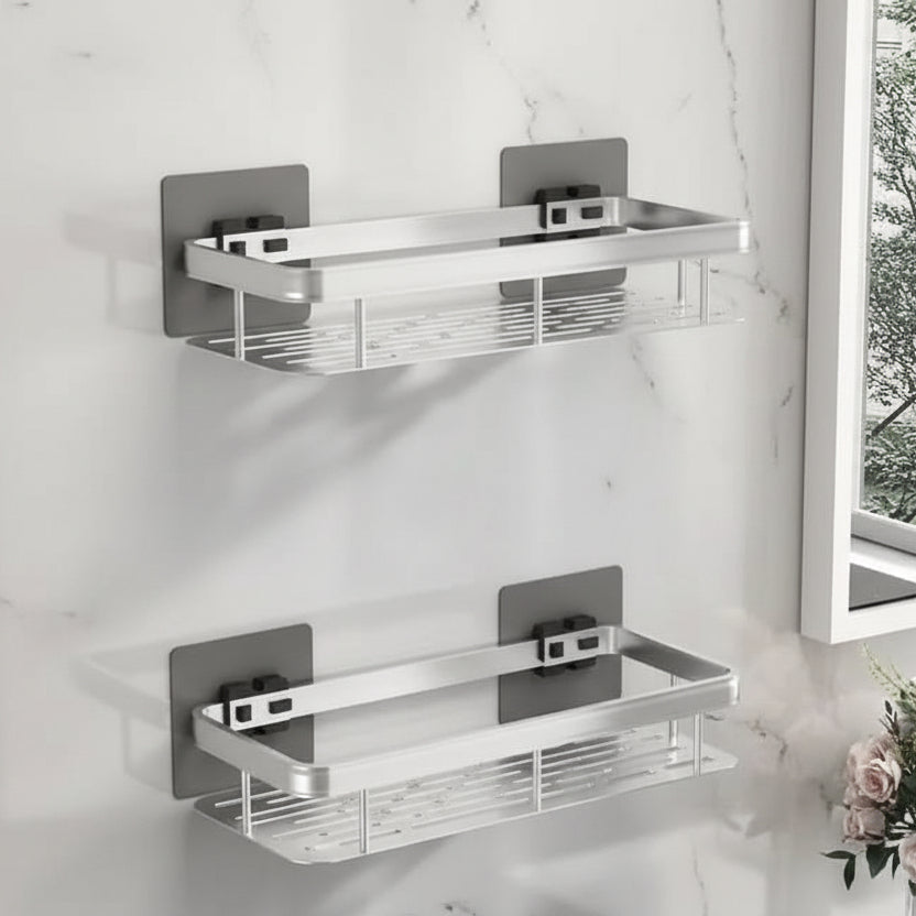 ABS Wall-Mounted Corner Bathroom Caddy — No-Drill Adhesive Rack