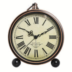 European Vintage Metal Bedside Alarm Clock Silent Analog Large Display - Euroselle