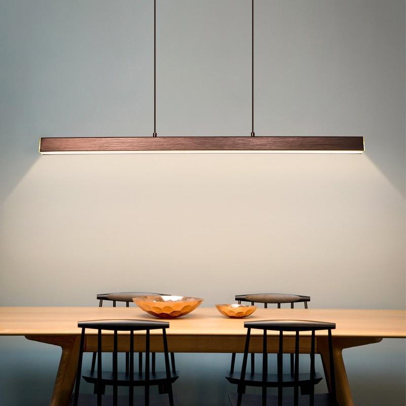 Novare | Modern Linear Metal LED Pendant Light in Black and Brown