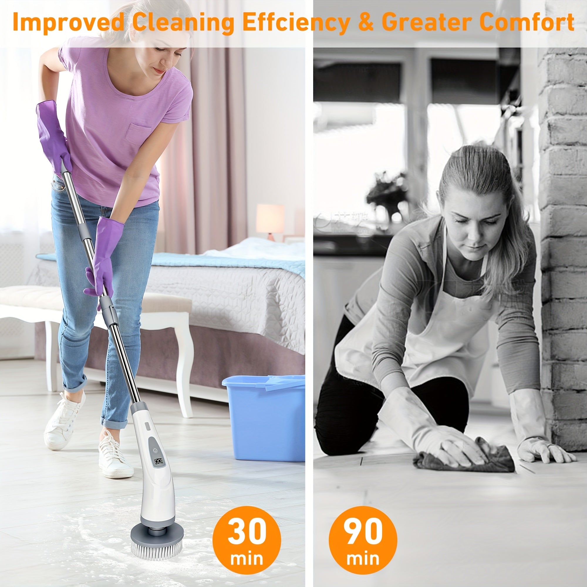 Rechargeable Electric Spin Scrubber with Detachable Handle - Euroselle