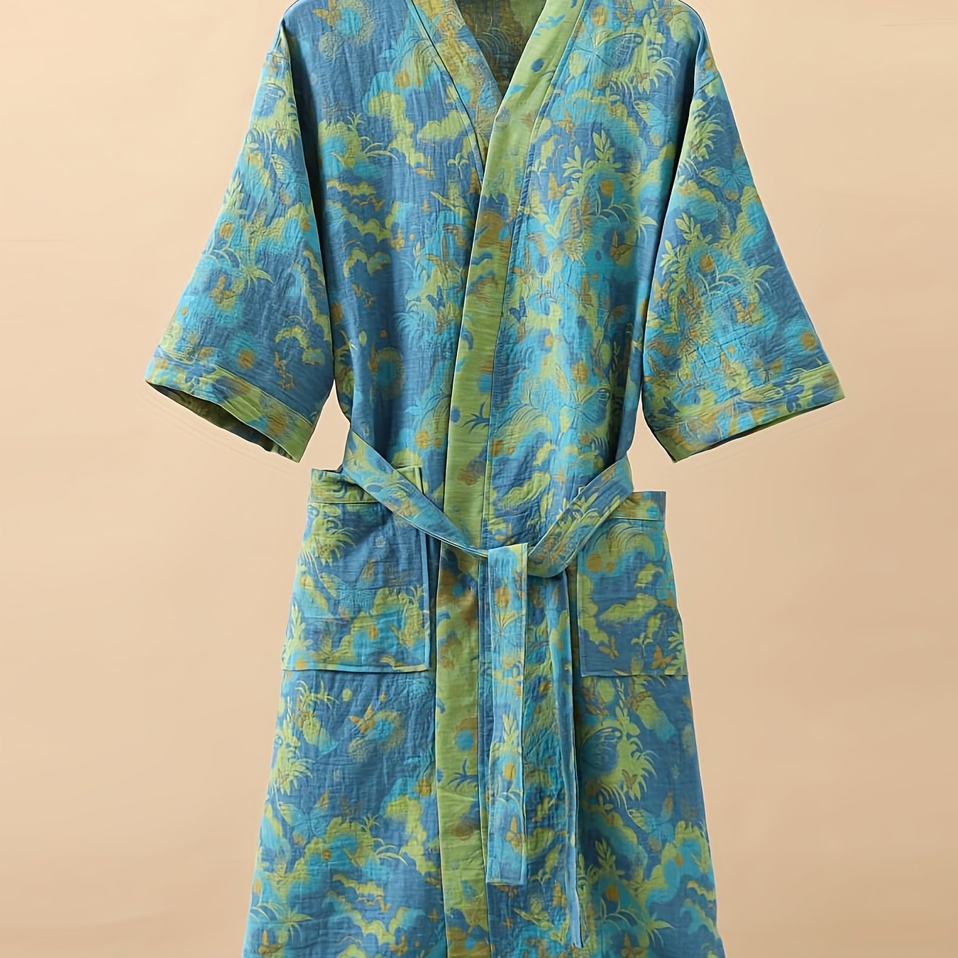 Premium 100% Cotton Double-Layer Gauze Pajama Set Unisex Mid-Length for All Seasons - Euroselle