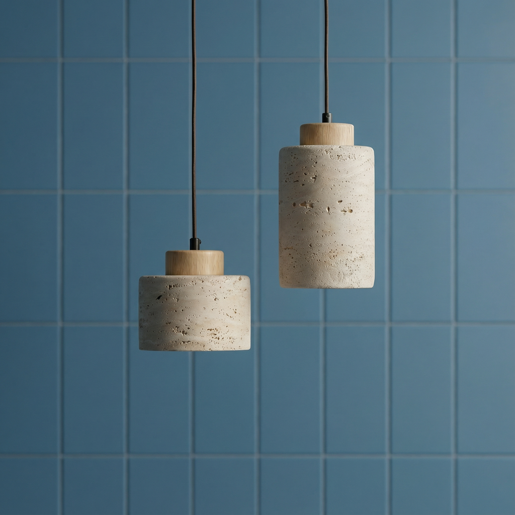 Texturerad taklampa i sten — naturlig ådring, modern minimalistisk stil