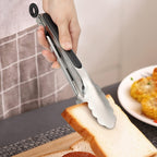 Stainless Steel Kitchen Tongs with Silicone Grip & Locking Feature - Euroselle