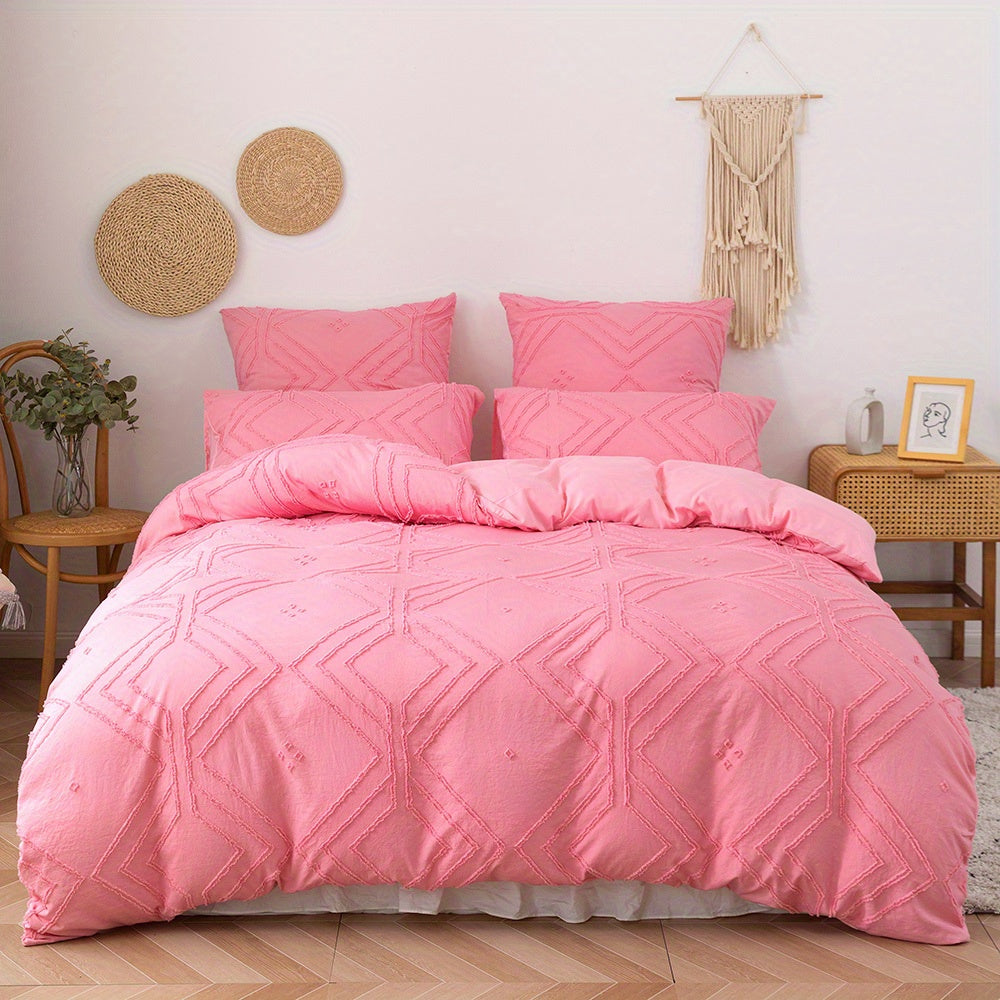 Grid Tufted Soft Bedding Duvet Cover Set - Euroselle